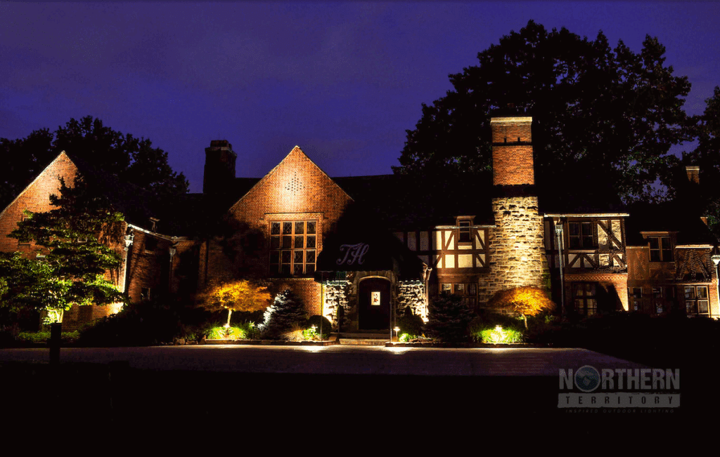 Front view of Tudor House lighting